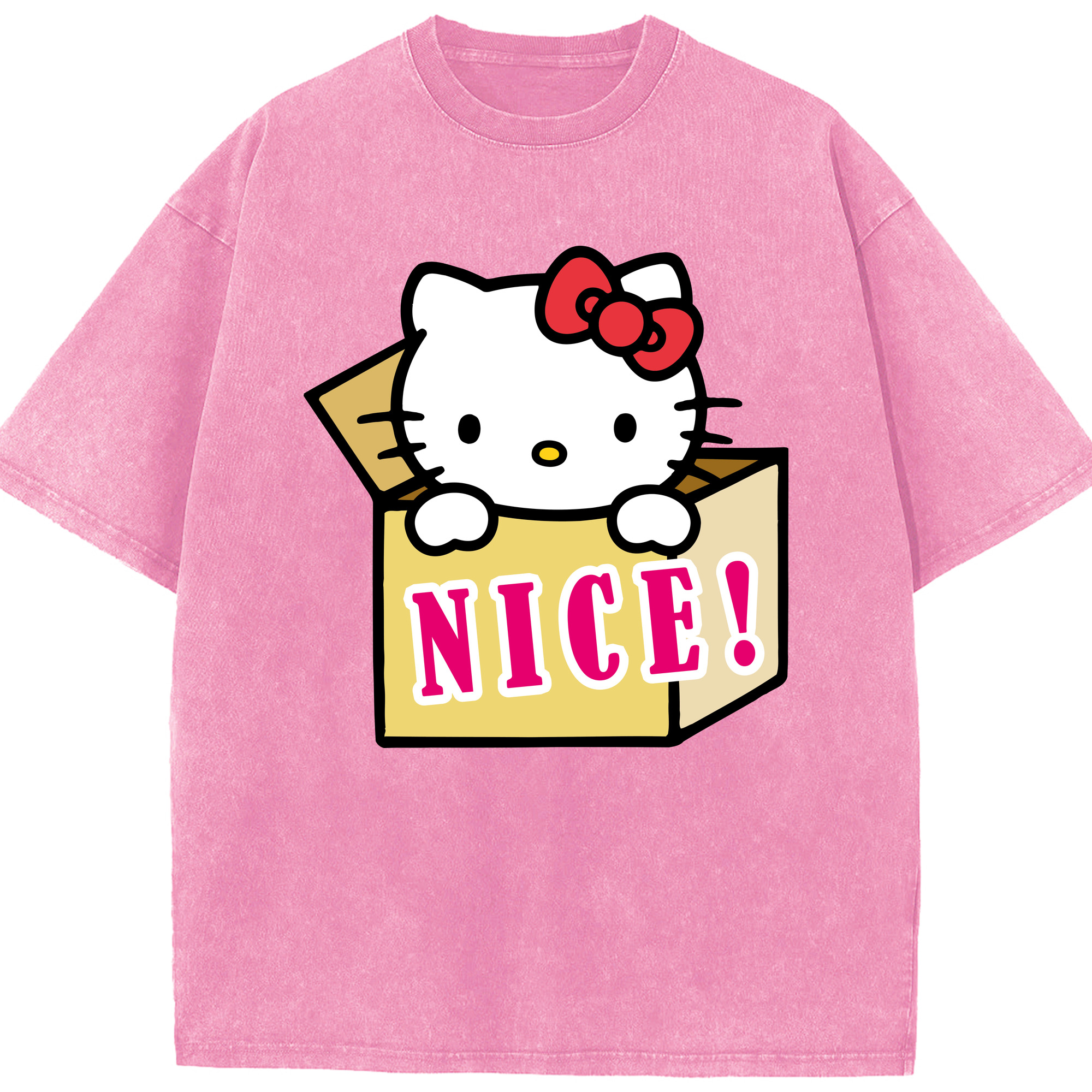 （画像用） Hello Kitty ハローキティ 綿100% ヴィンテージ風 半袖Tシャツ（フロントプリント）